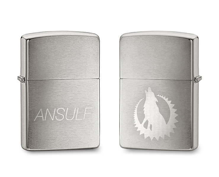 ZIPPO　ブラッシュドクローム名入れ実績「ANSULF」様